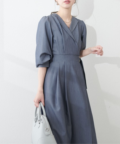 natural couture(ナチュラルクチュール)の「WEB限定 / オープンネックレディワンピース(ワンピース・レディース・ブラック/グレイッシュベージュ/ブルー/オレンジ・FREE)」の16枚目の写真