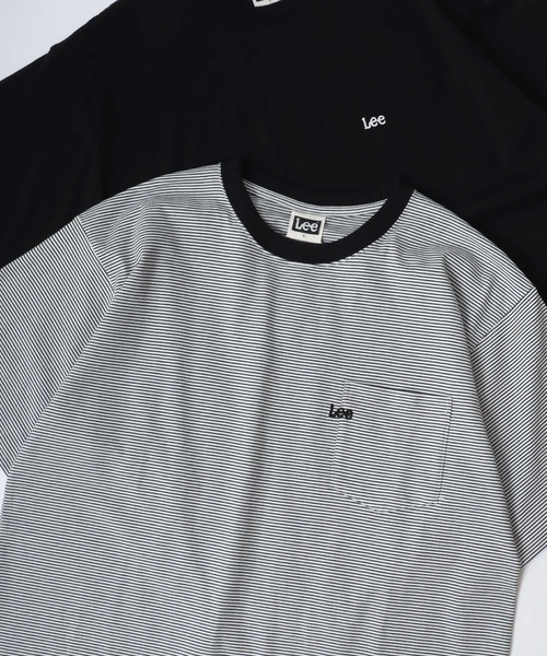 Lee（リー）の「Lee/リー POCKET S/S TEE/オーバーサイズ  ミニロゴ ワンポイント刺繍 ポケット 半袖Tシャツ/無地T/ボーダーT/リンガーT/レディース メンズ（Tシャツ/カットソー・メンズ・ホワイト/ブラック系その他/ブラック・M/L/XL）」の3枚目の写真
