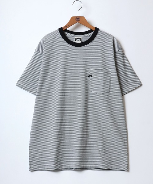 Lee（リー）の「Lee/リー POCKET S/S TEE/オーバーサイズ  ミニロゴ ワンポイント刺繍 ポケット 半袖Tシャツ/無地T/ボーダーT/リンガーT/レディース メンズ（Tシャツ/カットソー・メンズ・ホワイト/ブラック系その他/ブラック・M/L/XL）」の9枚目の写真
