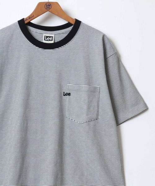 Lee（リー）の「Lee/リー POCKET S/S TEE/オーバーサイズ  ミニロゴ ワンポイント刺繍 ポケット 半袖Tシャツ/無地T/ボーダーT/リンガーT/レディース メンズ（Tシャツ/カットソー・メンズ・ホワイト/ブラック系その他/ブラック・M/L/XL）」の6枚目の写真