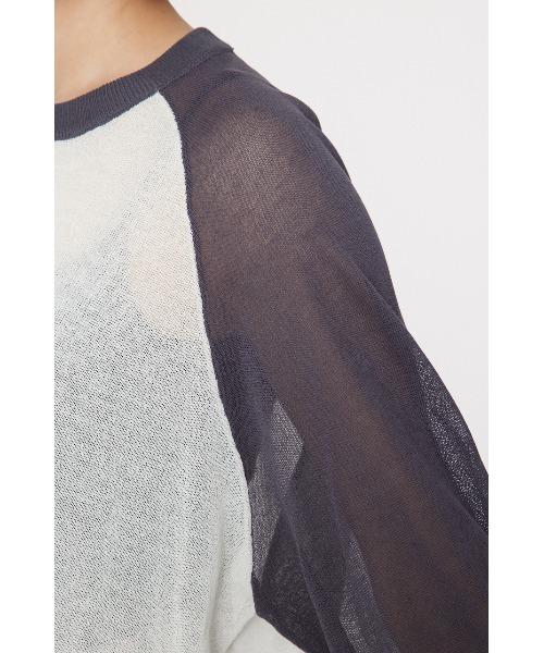 RODEO CROWNS WIDE BOWL（ロデオクラウンズワイドボウル）の「シアーラグランニットトップス（ニット/セーター・レディース・ダークグリーン/ライトイエロー/グレー・FREE）」の6枚目の写真