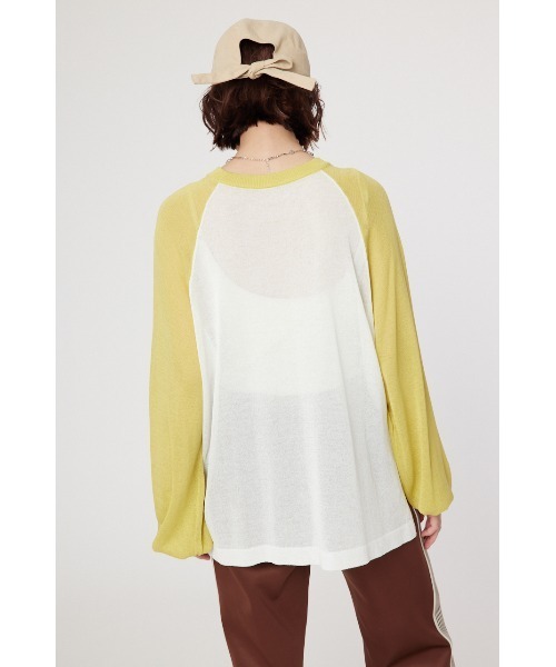 RODEO CROWNS WIDE BOWL（ロデオクラウンズワイドボウル）の「シアーラグランニットトップス（ニット/セーター・レディース・ダークグリーン/ライトイエロー/グレー・FREE）」の11枚目の写真