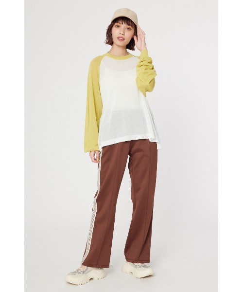 RODEO CROWNS WIDE BOWL（ロデオクラウンズワイドボウル）の「シアーラグランニットトップス（ニット/セーター・レディース・ダークグリーン/ライトイエロー/グレー・FREE）」の5枚目の写真