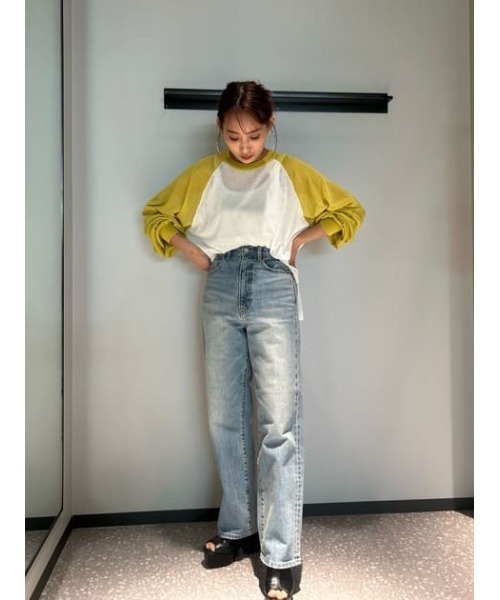 RODEO CROWNS WIDE BOWL（ロデオクラウンズワイドボウル）の「シアーラグランニットトップス（ニット/セーター・レディース・ダークグリーン/ライトイエロー/グレー・FREE）」の16枚目の写真