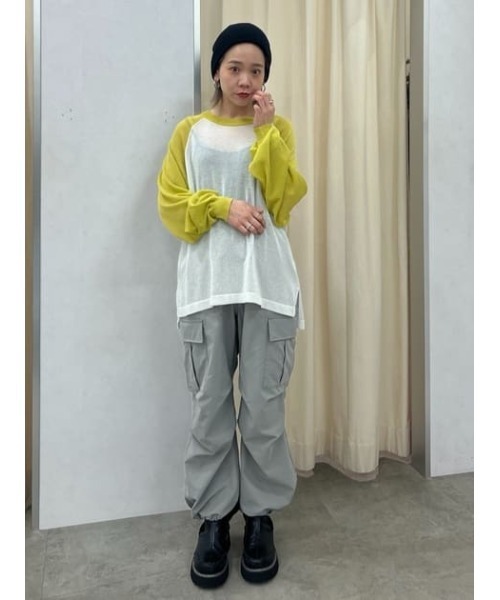 RODEO CROWNS WIDE BOWL（ロデオクラウンズワイドボウル）の「シアーラグランニットトップス（ニット/セーター・レディース・ダークグリーン/ライトイエロー/グレー・FREE）」の22枚目の写真