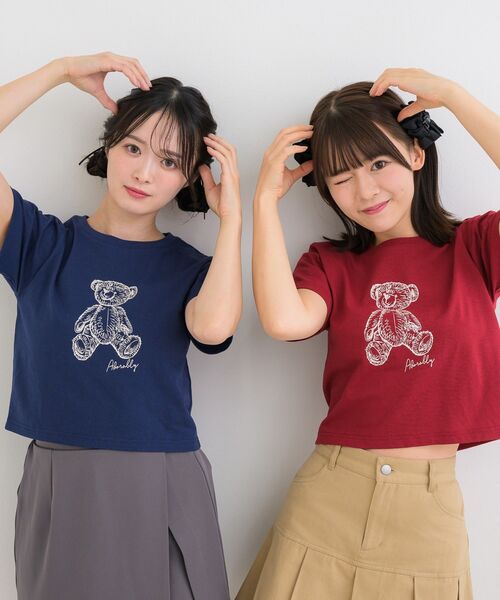 ems excite(エムズエキサイト)の「ベアプリントTEE(Tシャツ/カットソー・レディース・オフホワイト/ブルー/レッド・FREE)」の4枚目の写真