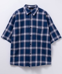 オーバーサイズ シャツ 半袖」に該当するブルー・ネイビー/青色