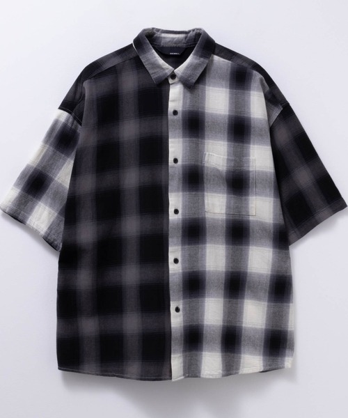 Naive magic(ナイーブマジック)の「オンブレーチェックオーバーサイズ半袖シャツ(シャツ/ブラウス・メンズ・ブルー/マルチ/ブラック/ホワイト・M/L)」の4枚目の写真