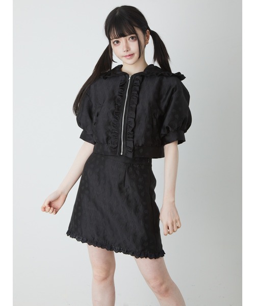 Ank Rouge(アンクルージュ)の「ジャガード台形スカパン(スカート・レディース・ブラック/ホワイト・M)」の4枚目の写真