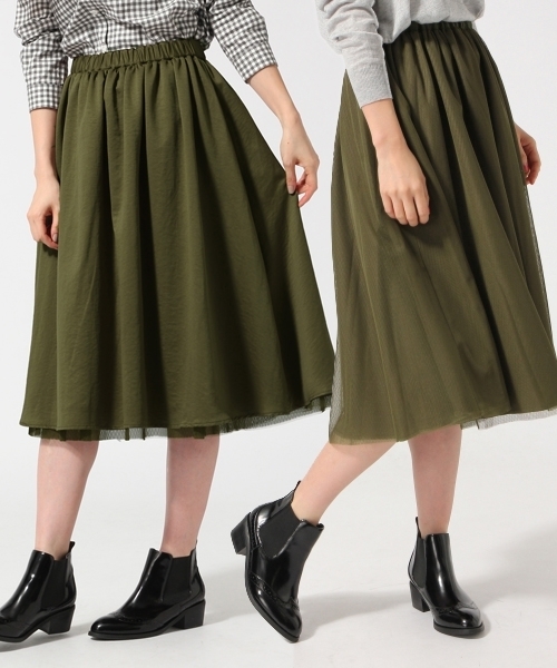 GLOBAL WORK(グローバルワーク)の「チュールミディースカート/567978(スカート・レディース・その他/ライトグレー/グリーン/ワインレッド/ネイビー/オフホワイト/カーキ・LARGE/MEDIUM)」の5枚目の写真