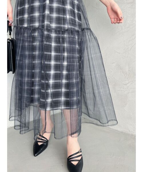 MERCURYDUO（マーキュリーデュオ）の「2WAYチェックチュールワンピース（ワンピース・レディース・グリーン/ブラック・MEDIUM/SMALL）」の20枚目の写真