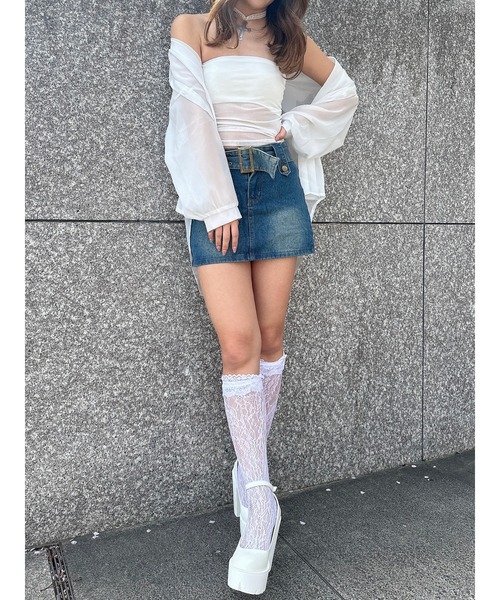 DURAS(デュラス)の「Mini skirt with belt(デニムスカート・レディース・インディゴブルー/ブラック・MEDIUM/SMALL)」の2枚目の写真
