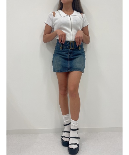 DURAS(デュラス)の「Mini skirt with belt(デニムスカート・レディース・インディゴブルー/ブラック・MEDIUM/SMALL)」の8枚目の写真