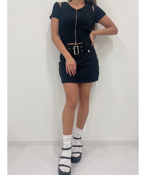 DURAS(デュラス)の「Mini skirt with belt(デニムスカート・レディース・インディゴブルー/ブラック・MEDIUM/SMALL)」の5枚目の写真
