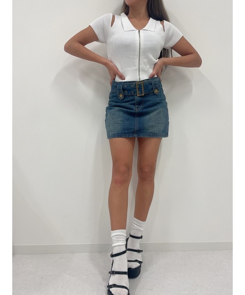 DURAS(デュラス)の「Mini skirt with belt(デニムスカート・レディース・インディゴブルー/ブラック・MEDIUM/SMALL)」の9枚目の写真