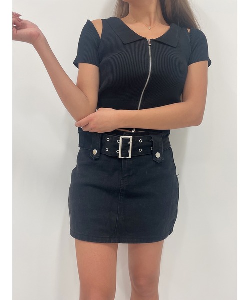 DURAS(デュラス)の「Mini skirt with belt(デニムスカート・レディース・インディゴブルー/ブラック・MEDIUM/SMALL)」の7枚目の写真