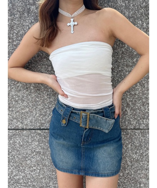 DURAS(デュラス)の「Mini skirt with belt(デニムスカート・レディース・インディゴブルー/ブラック・MEDIUM/SMALL)」の10枚目の写真