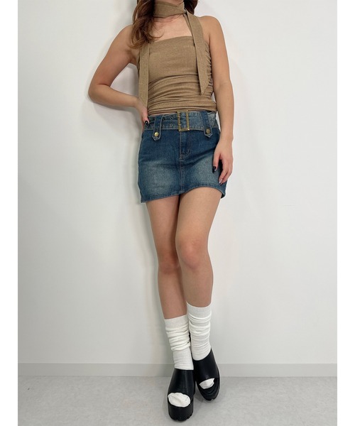 DURAS(デュラス)の「Mini skirt with belt(デニムスカート・レディース・インディゴブルー/ブラック・MEDIUM/SMALL)」の16枚目の写真