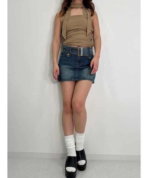 DURAS(デュラス)の「Mini skirt with belt(デニムスカート・レディース・インディゴブルー/ブラック・MEDIUM/SMALL)」の17枚目の写真