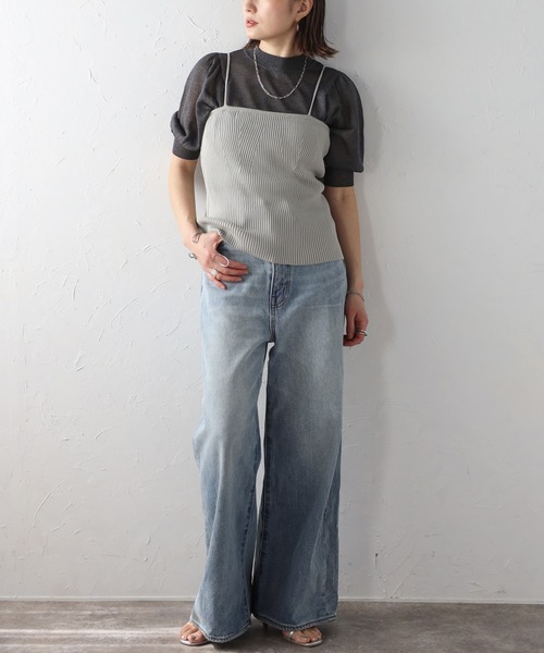 Spick and Span シアーニットボリュームスリーブプルオーバー セール】シャイニーシアーボリュームスリーブプルオーバー