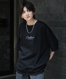 ナチュラルドレープ とろみ肌感 ワンポイント刺繍 ビッグシルエット半袖Tシャツ カットソー ユニセックス