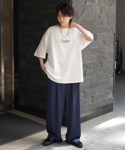 Confirm(コンファーム)の「25SS ナチュラルドレープ とろみ肌感 ワンポイント刺繍 ビッグシルエット半袖Tシャツ カットソー ユニセックス【Confirm】(Tシャツ/カットソー・メンズ・ホワイト/ホワイト系その他/サックスブルー系/ミント/ブラック/グレー/チャコールグレー/ブラック系その他/グレー系/グレー系その他・M/L)」の21枚目の写真