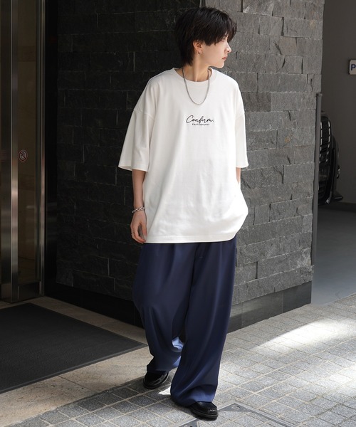 Confirm(コンファーム)の「25SS ナチュラルドレープ とろみ肌感 ワンポイント刺繍 ビッグシルエット半袖Tシャツ カットソー ユニセックス【Confirm】(Tシャツ/カットソー・メンズ・ホワイト/ホワイト系その他/サックスブルー系/ミント/ブラック/グレー/チャコールグレー/ブラック系その他/グレー系/グレー系その他・M/L)」の22枚目の写真