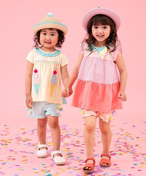 baby cheer（ベイビーチアー）の「チュールポンポンショートパンツ（スウェットパンツ・キッズ・ピンク/ライトブルー/ミント・100cm/120cm/110cm/80ｃｍ/90cm）」の5枚目の写真