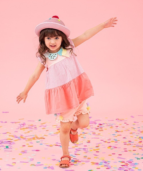 baby cheer（ベイビーチアー）の「チュールポンポンショートパンツ（スウェットパンツ・キッズ・ピンク/ライトブルー/ミント・100cm/120cm/110cm/80ｃｍ/90cm）」の17枚目の写真