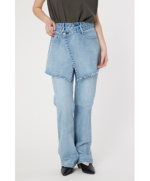 RODEO CROWNS WIDE BOWL（ロデオクラウンズワイドボウル）の「レイヤードラップデニム（デニムパンツ・レディース・ブラック/ライトブルー・X-SMALL/SMALL/MEDIUM）」の8枚目の写真