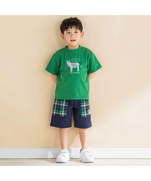 Noeil aime BeBe(ノイユエイムベベ)の「ロバプリントTシャツ(80~130cm)(Tシャツ/カットソー・キッズ・グリーン/ネイビー・120cm/130cm/80cm/90cm/110cm/100cm)」の5枚目の写真
