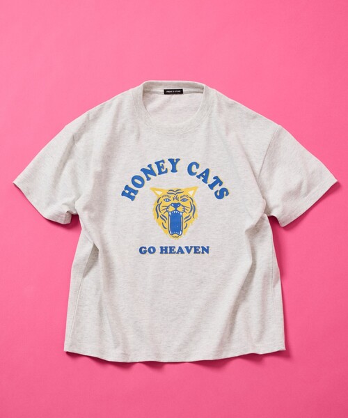 FREAK'S STORE（フリークスストア）の「限定展開 キッズ タイガープリント クルーネック Tシャツ / KIDS Honey Cats（Tシャツ/カットソー・キッズ・ホワイト/チャコールグレー/ネイビー/グレー・120/130/140/150）」の4枚目の写真