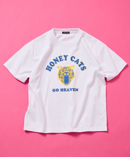 FREAK'S STORE（フリークスストア）の「限定展開 キッズ タイガープリント クルーネック Tシャツ / KIDS Honey Cats（Tシャツ/カットソー・キッズ・ホワイト/チャコールグレー/ネイビー/グレー・120/130/140/150）」の2枚目の写真