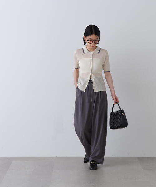 N.(N. Natural Beauty Basic)(エヌエヌナチュラルビューティーベーシック)の「◆リボンベルトラップ風パンツ(スラックス・レディース・モカ/チャコールグレー・SMALL/MEDIUM)」の6枚目の写真