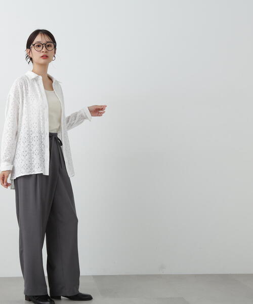 N.(N. Natural Beauty Basic)(エヌエヌナチュラルビューティーベーシック)の「◆リボンベルトラップ風パンツ(スラックス・レディース・モカ/チャコールグレー・SMALL/MEDIUM)」の7枚目の写真