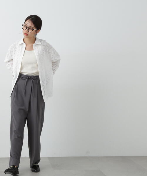 N.(N. Natural Beauty Basic)(エヌエヌナチュラルビューティーベーシック)の「◆リボンベルトラップ風パンツ(スラックス・レディース・モカ/チャコールグレー・SMALL/MEDIUM)」の8枚目の写真