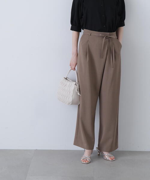 N.(N. Natural Beauty Basic)(エヌエヌナチュラルビューティーベーシック)の「◆リボンベルトラップ風パンツ(スラックス・レディース・モカ/チャコールグレー・SMALL/MEDIUM)」の10枚目の写真