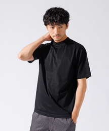【接触冷感】シルケット天竺 モックネック 半袖Tシャツ
