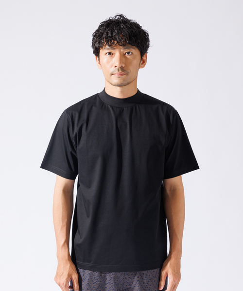 ABAHOUSE GRAY(アバハウスグレイ)の「【接触冷感】シルケット天竺 モックネック 半袖Tシャツ(Tシャツ/カットソー・メンズ・ホワイト/ネイビー/グレイッシュベージュ/ブラック・46/48/50)」の6枚目の写真