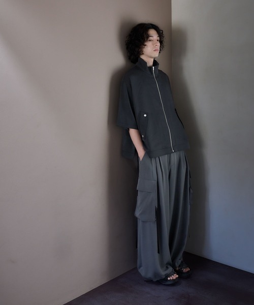 HARE（ハレ）の「スタンドカラーフラップポケットシャツブルゾン(HARE)（シャツ/ブラウス・メンズ・グレー/ブラック/グリーン/パープル・FREE）」の5枚目の写真