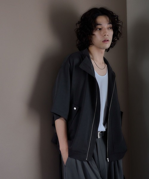 HARE（ハレ）の「スタンドカラーフラップポケットシャツブルゾン(HARE)（シャツ/ブラウス・メンズ・グレー/ブラック/グリーン/パープル・FREE）」の8枚目の写真