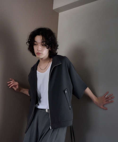 HARE（ハレ）の「スタンドカラーフラップポケットシャツブルゾン(HARE)（シャツ/ブラウス・メンズ・グレー/ブラック/グリーン/パープル・FREE）」の9枚目の写真