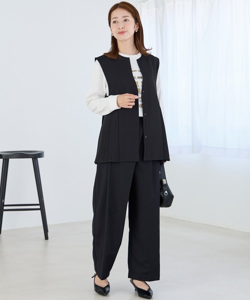 新品　ラビアンジェ黒のレースワイドパンツ パンツ | ラビアンジェ-⼤きいサイズのレディース服