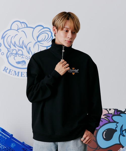 【セール】【王冠チャームハーフジップスウェット / KING charm Half Zip Sweat】（スウェット）｜Remember.（リメンバー）