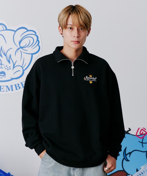 【セール】【王冠チャームハーフジップスウェット / KING charm Half Zip Sweat】（スウェット）｜Remember.（リメンバー）