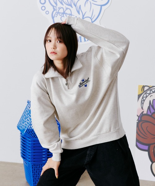 【セール】【王冠チャームハーフジップスウェット / KING charm Half Zip Sweat】（スウェット）｜Remember.（リメンバー）