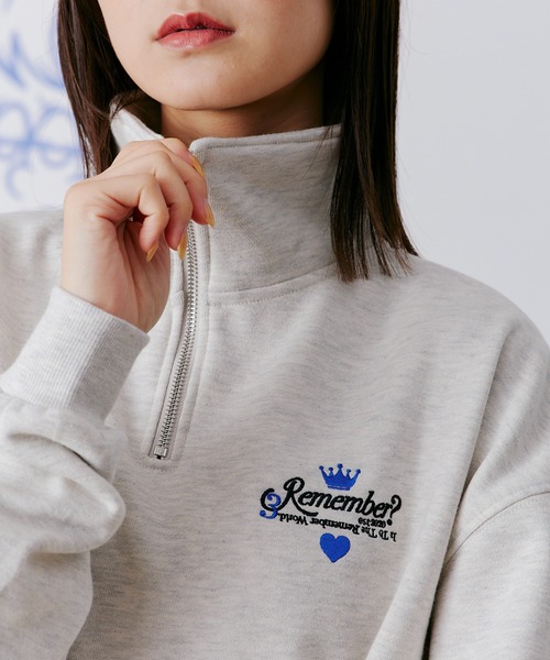【セール】【王冠チャームハーフジップスウェット / KING charm Half Zip Sweat】（スウェット）｜Remember.（リメンバー）