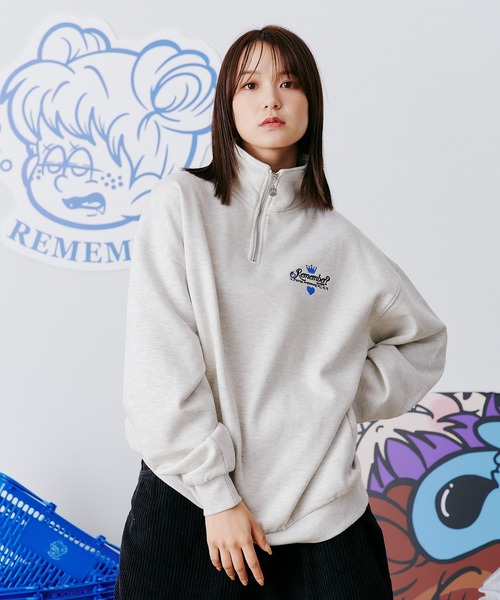 【セール】【王冠チャームハーフジップスウェット / KING charm Half Zip Sweat】（スウェット）｜Remember.（リメンバー）