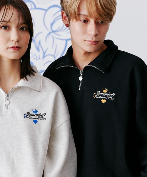 【セール】【王冠チャームハーフジップスウェット / KING charm Half Zip Sweat】（スウェット）｜Remember.（リメンバー）