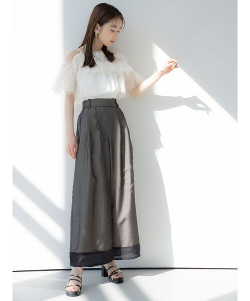 MERCURYDUO（マーキュリーデュオ）の「チュールフリルトップス（シャツ/ブラウス・レディース・オフホワイト/グレー・FREE）」の9枚目の写真